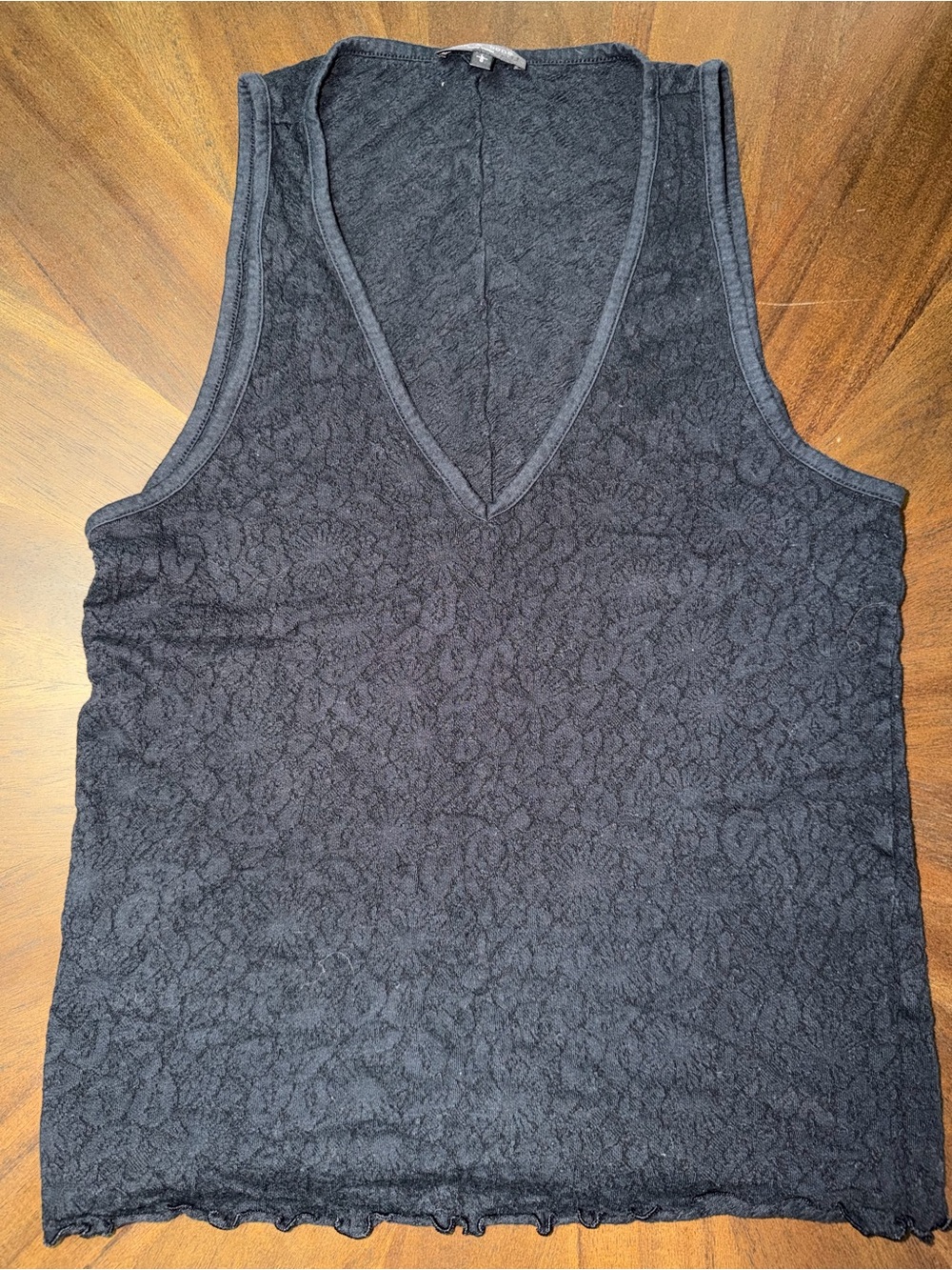 rag & bone Black Lace-Overlay V-Neck Tank